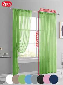 2pcs Lightweight Sheer Lace Curtains, Transparent Fine Weave, Rod Pocket Design, Suitable For Kitchen, Living Room, Bedroom, 40gsm - Multicolor - View 12