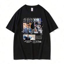 Camiseta unisex de manga corta, Camisetas con estampado gráfico limitado del rapero Rauw Alejandro, Camiseta de manga corta estilo hip hop, Ropa de calle de moda para mujer, Camisetas Y2K para hombre, Spiderman, ,  Women, Romwe Men, Boho Chic, Regalos para maestros, Camisetas de mujer, Conjuntos curvos para hombre, Y2K - Negro - Ver 6