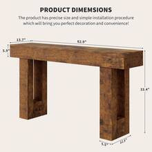 63" Long Console Table For Entryway, Rectangular Wooden Side Table For Behind The Sofa, Farmhouse Style Entry Table For Entryway, Hallway Or Living Room. - Rust Brown - View 3