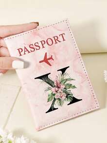 1pc A-Z 26 Letters Fashionable Letter Print Stylish Burgundy Passport Cover, Premium PU Leather Passport Wallet With Multi-Card Pockets For Credit Cards, Boarding Passes, And IDs, Compact And Portable Travel Essentials Organizer For Women, Men - Pink - View 77