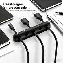1 buah Pengatur Kabel Silikon 3 Port/5 Port/7 Port, Penahan Kabel Data dan Pelindung Kabel Pengisi Daya - MultiWarna - View 3