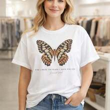 Women's Plus Size Graphic Print Cotton T-Shirt With Butterfly Print And The Bible Verse "For I Know The Plans I Have For You - Jeremiah 29:11", Loose Fit, Short Sleeve, Sizes M-5XL, Casual Christian Religious T-Shirt For Everyday Wear, Suitable For Spring, Summer And Autumn. - 白色 - 查看 7