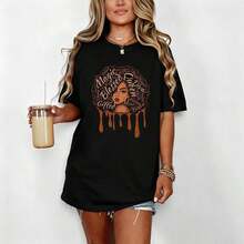 Magic Queen Women's Casual T-Shirt, Graphic Print, Short Sleeve, Retro Chic Urban Style, Loose Fit Casual T-Shirt For All Seasons 2026, Stylish New Spring Summer Style, Ideal Gift For Friends And Family, 100% Cotton, Durable - 黑色 - 查看 3