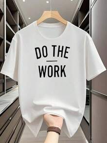 Modern Minimalist Large T-Shirt, Classic Unisex T-Shirt, Printed T-Shirt, Multifunctional, Layered Hip-Hop Top, High-Elasticity Men's Clothing, Stretchy White T-Shirt. Women's Summer Outfits, Casual Everyday Wear - 白色 - 查看 1