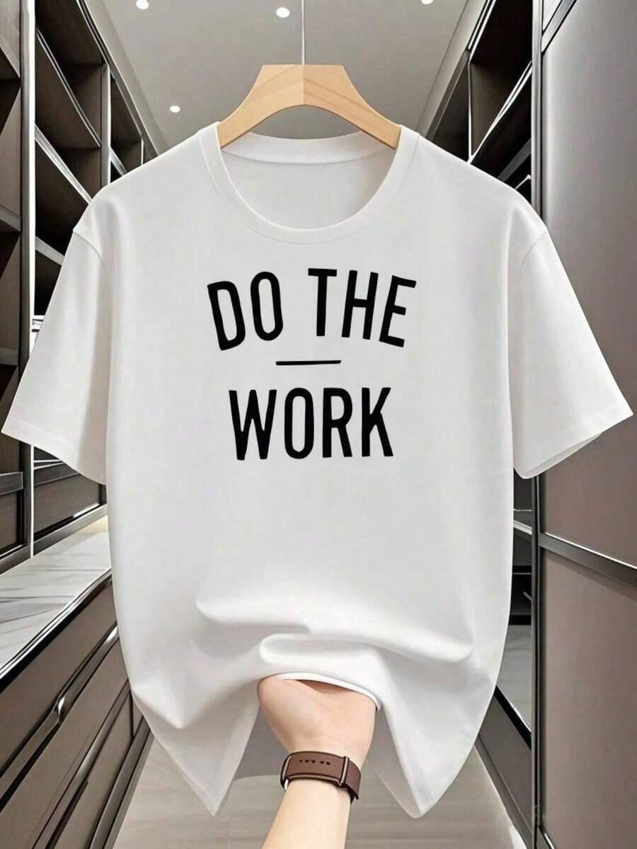Modern Minimalist Large T-Shirt, Classic Unisex T-Shirt, Printed T-Shirt, Multifunctional, Layered Hip-Hop Top, High-Elasticity Men's Clothing, Stretchy White T-Shirt. Women's Summer Outfits, Casual Everyday Wear - 白色 - 查看 1