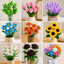 624件套毛根花艺套装，DIY毛根花茎制作套装，9种颜色，包含花艺铁丝、花蕊、丝带、教程和胶带，可用于制作手工花束，母亲节和毕业季成人手工礼物 - 多色 - 查看 7