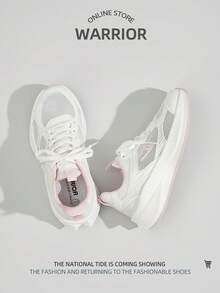 WARRIOR 1双女士系带运动休闲运动鞋，舒适轻便透气，适合户外跑步，时尚百搭，夏季必备 - 白淺粉紅色 - 查看 4