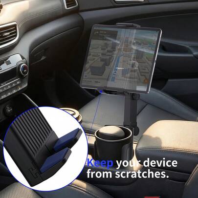xnyocn Cup Holder Tablet Mount, Heavy Duty Car Cup Phone Holder With Adjustable Base, 360° Swivel Desktop Tablet Stand For Ipad Pro 12.9/11, Air, Minitab, All Smartphones, Sturdy Vehicle Dock For Cars, Trucks & Suvs