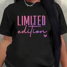 Limited Edition Printed Casual Sports T-Shirt - High-Elasticity Polyester Blend T-Shirt With Crew Neck And Short Sleeves For Spring/Summer/Autumn - Fashionable And Breathable Athletic Wear - 黑色 - 查看 1
