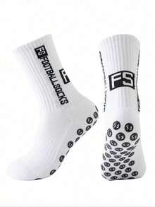 3 Pairs Thick Terry Cushion White Sports Socks For Boys, Anti-Slip Dot Grip Professional Athletic Socks For Basketball, Football, Training, Comfortable Soft Moisture-Wicking Breathable Mesh Design - White - View 5