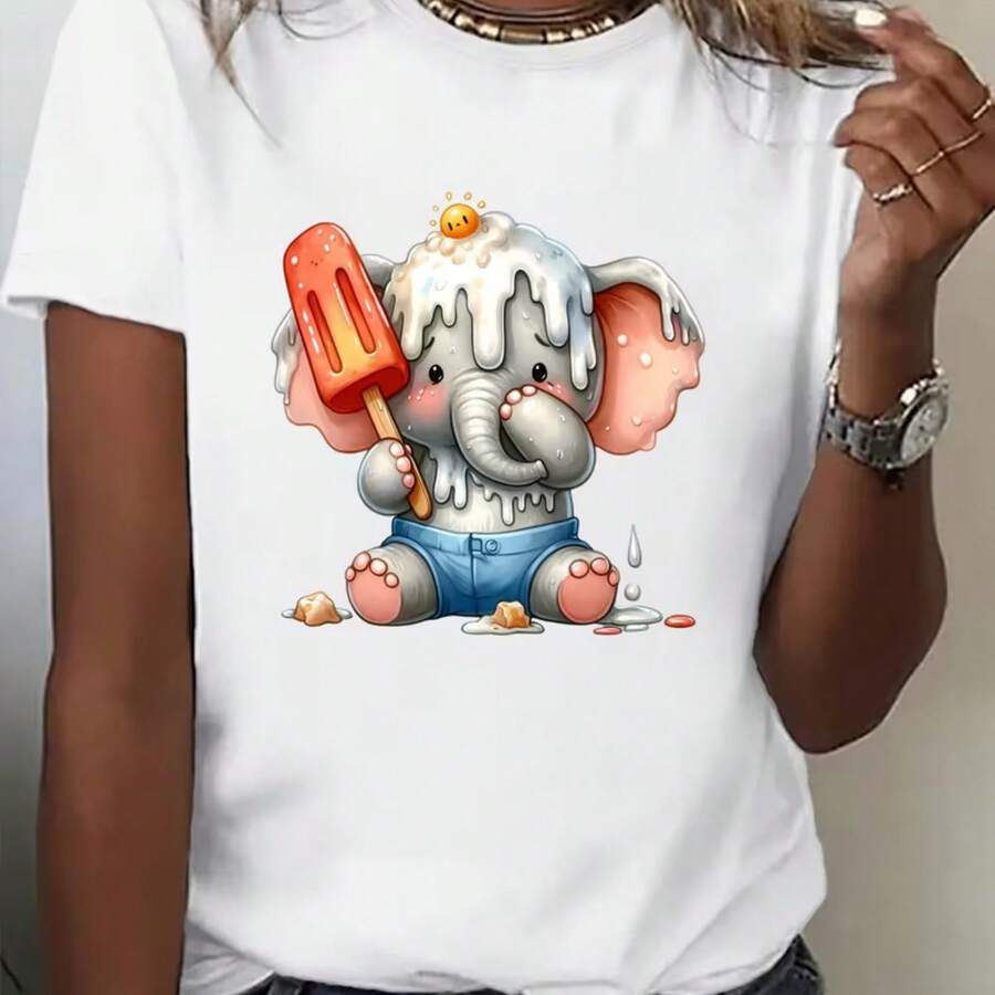 Printed T-Shirt For Men And Women - White - View 1