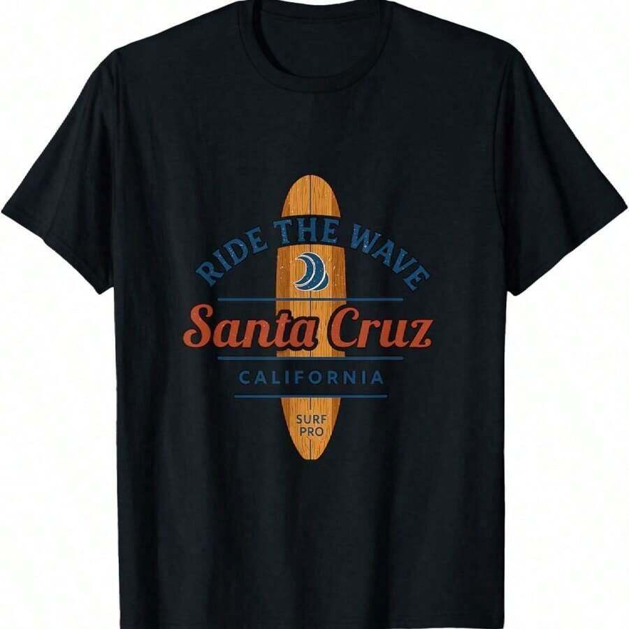 , Vintage Surfer T-Shirt - 黑色 - 查看 1