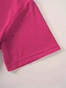 Camiseta holgada de mujer con estampado floral en rosa, casual y de moda, adecuada para el verano - Rosa Fucsia - Ver 3
