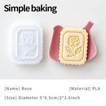 1pc Vintage Photo Frame Flower Cookie Cutter Stamp, 3D Embossed Rose Tulip Lily Daisy Pansy Dandelion Biscuit Mold, DIY Kitchen Baking Supplies & Clay Mold For Birthday Decoration Gift - View 15