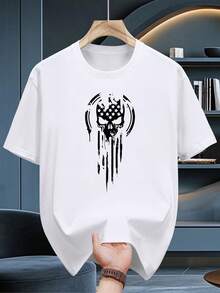 200g Short Sleeve T-Shirt 100% Cotton - Soft Crew Neck, Casual Summer T-Shirt With Breathable Fabric, Short Sleeve Top For Casual Wear, Machine Washable, Versatile For Layering (200gsm) - Bull King Selection - 白色 - 查看 1