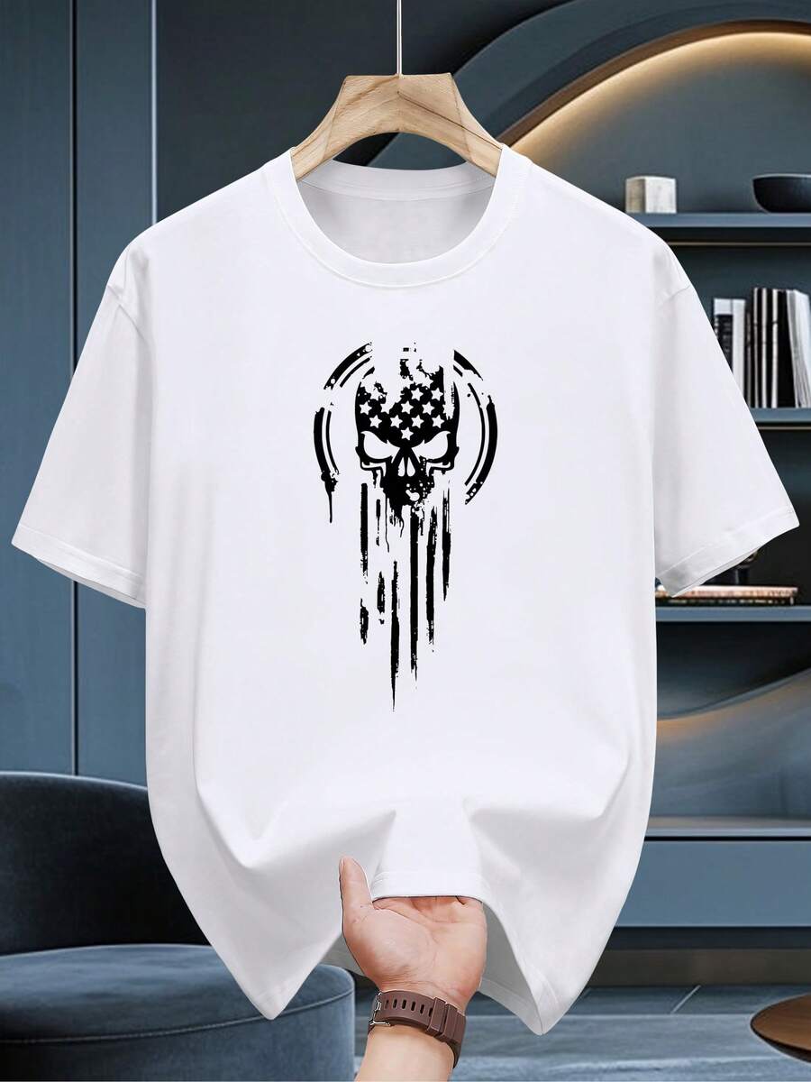 200g Short Sleeve T-Shirt 100% Cotton - Soft Crew Neck, Casual Summer T-Shirt With Breathable Fabric, Short Sleeve Top For Casual Wear, Machine Washable, Versatile For Layering (200gsm) - Bull King Selection - 白色 - 查看 1