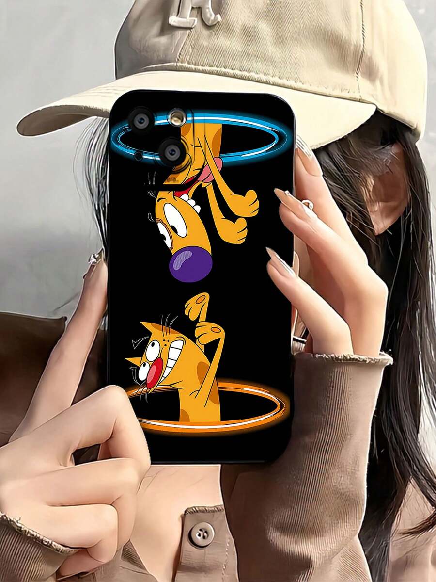Tema de aventura del portal Gato Perro Naranjafunda de teléfono Fundas compatibles con ,Apple,VIVO,OPPO,,, y Honor.Fabricadas en silicona TPU,ofrecen protección contra golpes y caídas. - Negro - Ver 1