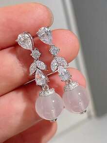 1 Pair Cubic Zirconia Earrings, Suitable For Daily Decoration, Party Jewelry Or Birthday Gift For Teenagers - 1# - View 7