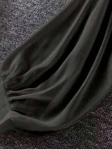 de punto con mangas farol y lazada delantera para mujer, prenda ligera de verano - Negro - Ver 6