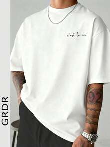 Fashionable Minimalist Slogan Print Short-Sleeved T-Shirt, Comfortable And Breathable, Suitable For Summer, Leading Style. - 白色 - 查看 3