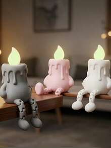 Creative 3D Printed Glow-In-The-Dark Candle Man Figurine, Healing Desktop Decor, Mini Ornament, Desktop Companion Accessory, Suitable For Decoration/Computer Decor, Home Decor - Multicolor - View 1