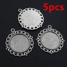 5pcs 25mm Inner Size Alloy Metal Pendant Cabochons Blank Base Setting Bezel Tray DIY Jewelry Making Accessories Findings - 25mm - View 7