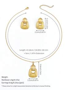 Einzigartiges, kantiges Schmuckset aus Edelstahl für Damen, Halskette und Ohrringe Set, goldene geometrische Herz- und Sternform, hypoallergen, nicht anlaufend, Strand- und Sommeraccessoire - Goldgelb - Übersicht 26