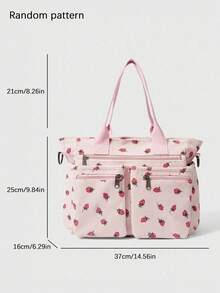Fashionable Large Capacity Multi Pocket Versatile Tote Bag, Niche Design Simple Strawberry Shoulder Bag, Casual Daily Crossbody Bag, Suitable For Attending Classes, Commuting, Daily Outings, And Parties - Multicolor - View 5
