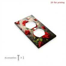 1pc Vintage Red Rose & Butterfly Switch Panel Cover, Decorative Wall Sticker For Bedroom, Kitchen, Bathroom, Home Improvement Essential - Multicolor - View 9