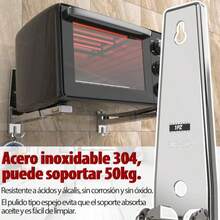 1PZ MXE-001 2Pic Soportes para Microondas Ajustable de pared de Acero Inoxidable 304 con Guantes, Soporte Resistente, Carga Máxima de 110 Libras - Plateado - Ver 3