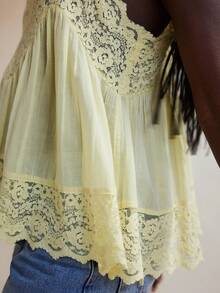 Women Camisoles Lace Spaghetti Strap Casual Tank Tops Summer Fashion Sleeveless Tops Streetwear - Amarillo - Ver 3