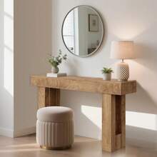 63" Long Console Table For Entryway, Rectangular Wooden Side Table For Behind The Sofa, Farmhouse Style Entry Table For Entryway, Hallway Or Living Room. - 駝色 - 查看 8
