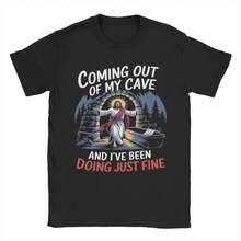 Camiseta Jesus Coming Out Of My Cave para hombre HI1PSter Cotton T1EE Shirt Round Neck Short Sve T Shirts Gift Idea Clothing 220G algodón grueso unisex casual top, textura suave y tacto agradable, cómodo y agradable para la piel. Estilo clásico sencillo que nunca pasa de moda, adecuado para ir al trabajo a diario, hacer deporte, viajar, vacaciones y cualquier ocasión informal. - Negro - Ver 1