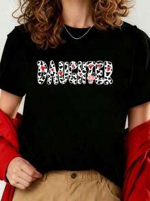 Camiseta divertida con estampado de vaca para hija, patrón de vaca, camiseta de granjero para el Día de la Madre, camisetas gráficas para mujeres, tops cortos de verano, atuendos de verano para mujeres, camisetas - Negro - Ver 8