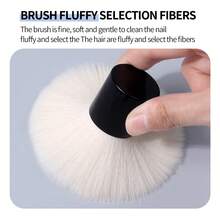 1 pieza Pincel portátil para polvo de uñas, diseño de mango corto de metal con cerdas suaves, limpieza rápida y fácil de polvo de uñas para principiantes y manicura de maquillaje, multiusos - Blanco - Ver 5