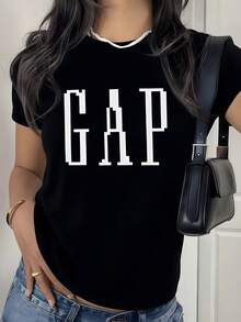 Letras grandes en blanco que evocan fuerza y determinación simbolizando la superación personal y la confianza moderna camiseta de mujer casual ajustada cómoda para uso diario - Negro - Ver 8