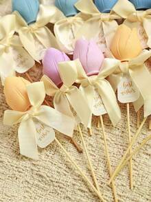 1 Peça Vela de Flor em Espeto de Bambu Requintada, Vela Perfumada de Tulipa e Rosa, Decoração de Buquê de Vela DIY para Casa, Vela de Decoração de Casamento, Vela de Decoração de Jantar Romântico, Vela de Decoração de Cenário, Vela de Decoração de Festa de Aniversário, Vela de Decoração de Halloween, Vela de Decoração de Natal, Decoração de Quarto, Decoração de Casa, Decoração Doméstica - Multicolorido - Visão 7