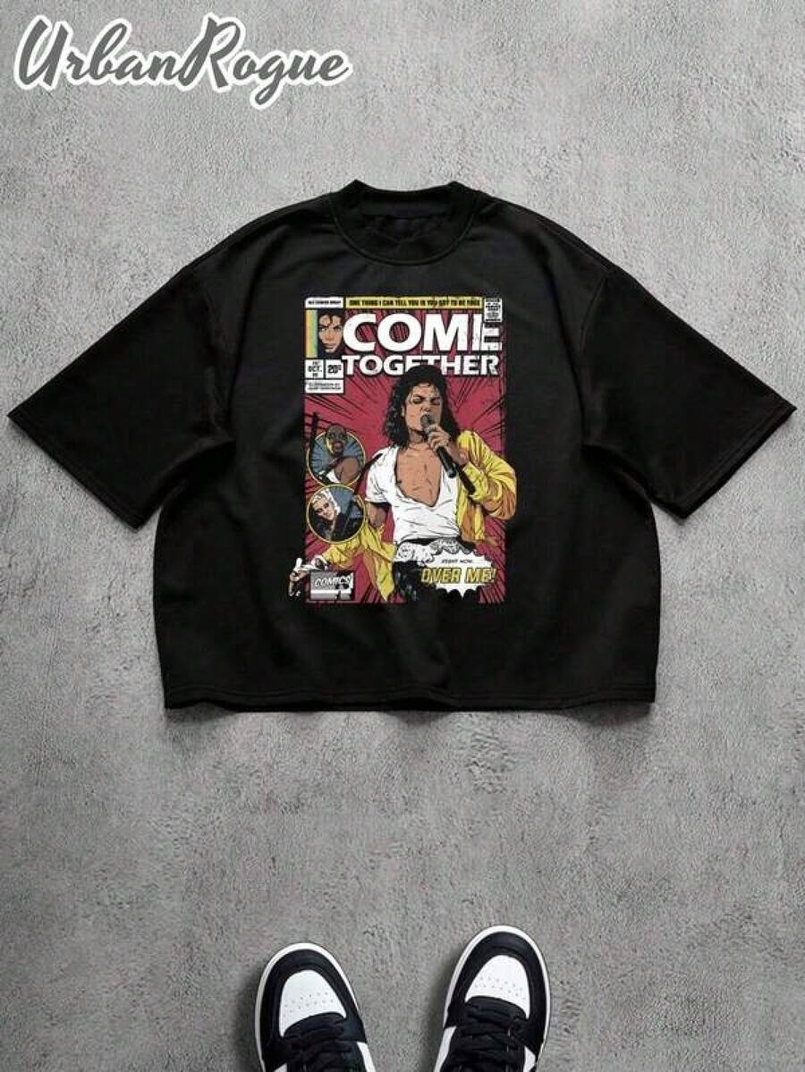 Camiseta para Hombre Casual y Moderna Estilo Cómic con Diseño de Artista Musical | Ropa de Hombre con Estilo Playeras Sudaderas y Camisas Cómodas | Ideal para Uso Diario Trabajo y Salidas | Fácil de combinar muestra tu estilo - Negro - Ver 1