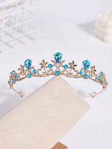 1 chiếc vương miện cô dâu pha lê vàng kiểu Âu và Mỹ, phụ kiện đội đầu cho váy cưới. - Màu xanh nhạt - Xem 8