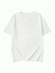 Women's Casual White Sakura Graphic Print T-Shirt, Short Drop Shoulder Sleeve Round Neck Top, Medium Stretch Knitted Fabric Tee For Spring Fashion - 白色 - 查看 4