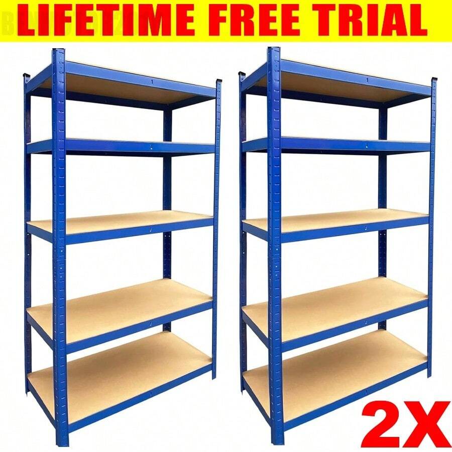 2X PACK 5-Tier Garage Shelves 2pcs Standing Racking Shelving Units Heavy Duty Adjustable Garage Shelving Unit For Workshop/Shed/Office Heavy Duty Racking Shelves Utility - 2x PACK-h 150 X W70 X D 30 Cm-nEW - View 1