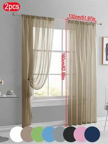 2pcs Lightweight Sheer Lace Curtains, Transparent Fine Weave, Rod Pocket Design, Suitable For Kitchen, Living Room, Bedroom, 40gsm - Multicolor - View 64