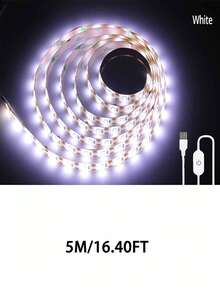 USB LED燈條 觸控感應 5V 2835 LED 柔性背光燈，適用於房間櫥櫃照明、鏡子增亮、鏡櫃樓梯裝飾照明、電視背光、櫥櫃臥室DIY裝飾 - 白色 - 查看 13