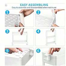 4-Tier Slim Rolling Storage Cart Storage Cart Organizer Rolling Utility Cart, Mobile Shelving Unit Slide Out Storage Shelves For Kitchen Living Room Bathroom Laundry Room & Dressers Outdoor Decor - 黑色 - 查看 10
