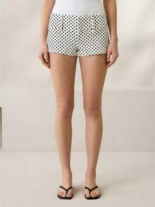 Women's Summer Mini Shorts Fashionable Dot Print/Striped Low Rise Going Out Micro Shorts - Blanco - Ver 1