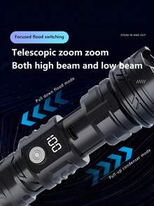 Portable Outdoor Rechargeable Flashlight With Strong Strobe And Telescopic Focus Functions, Magnetic Attachment, Long Battery Life For Outdoor Use, COB Work Light, Suitable For Home, Camping, Repair, And Emergencies, Household Lighting, Compact Flashlight, Portable Design, Handheld Spotlight, Telescopic Flashlight, Outdoor-Specific. - A - View 3