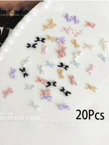 20颗混色树脂蝴蝶结圆珠，3D法式美甲饰品，美甲配件 - 彩色 - 查看 5
