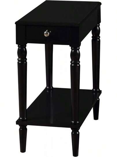 Mesa auxiliar de estilo francés rústico sin herramientas necesarias, color negro