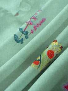 Nueva llegada de primavera/verano Blusa sin mangas con volantes de estampado floral francés dulce y único, elegante top de tirantes - verde menta - Ver 5