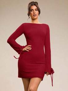 Vestido de textura amarillo claro para fiesta, escuela, vacaciones, cumpleaños, salida nocturna, verano, primavera, San Valentín, carnaval, vacaciones en la playa, Nashville, vestidos pastel, vestido sin espalda - Rojo - Ver 5